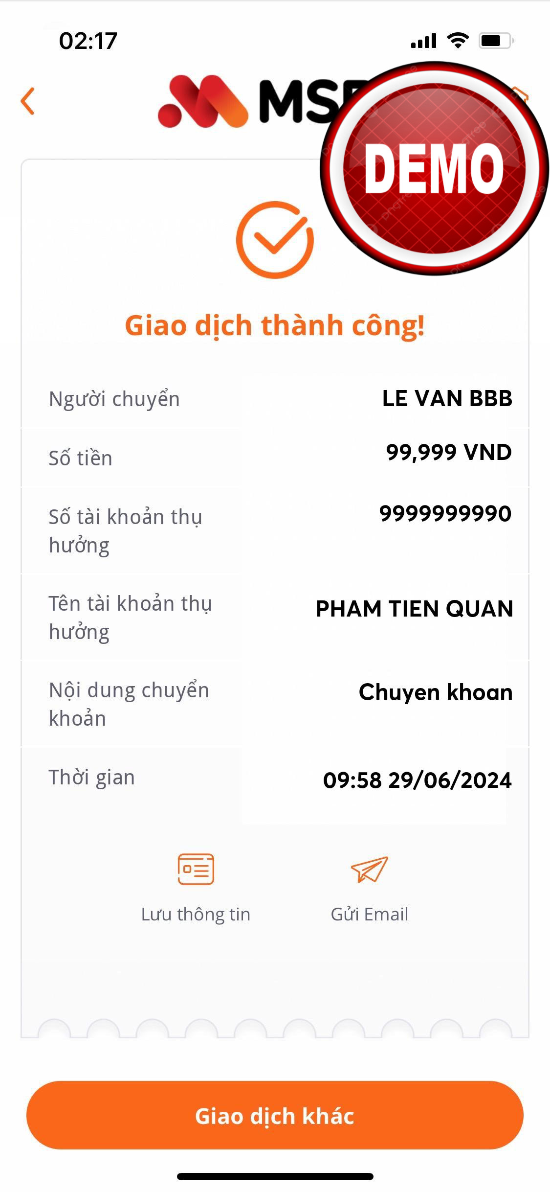 fake bill chuyển khoản ngân hàng